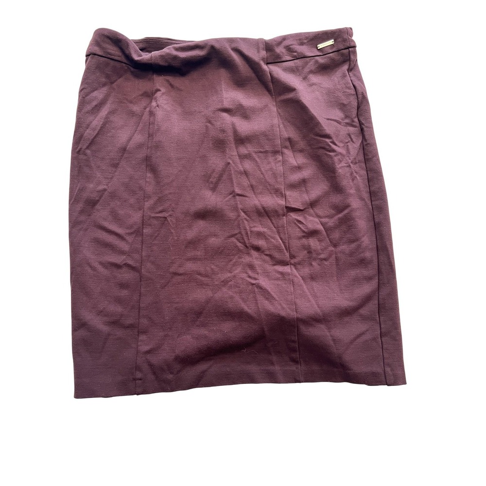 T Tahari Skirt Womens Large Purple Ponte Knit Pencil Tummy Control Stretch‎ Work